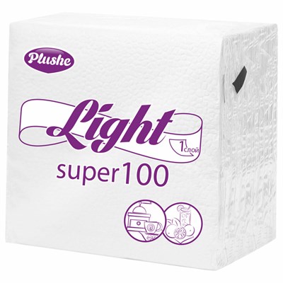 Салфетки бумажные 90 штук, 22,5×22,5 см, PLUSHE Light, белые, 100% целлюлоза 115497 - фото 12737