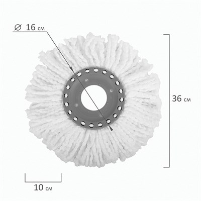 Насадка МОП круглая для швабры из набора для уборки 601488, крепление липучка, микрофибра, d - 16 см, LAIMA, 601488