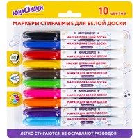 Маркеры стираемые для белой доски НАБОР 10 ЦВЕТОВ, ЮНЛАНДИЯ «COLORWAY», 3 мм 152100